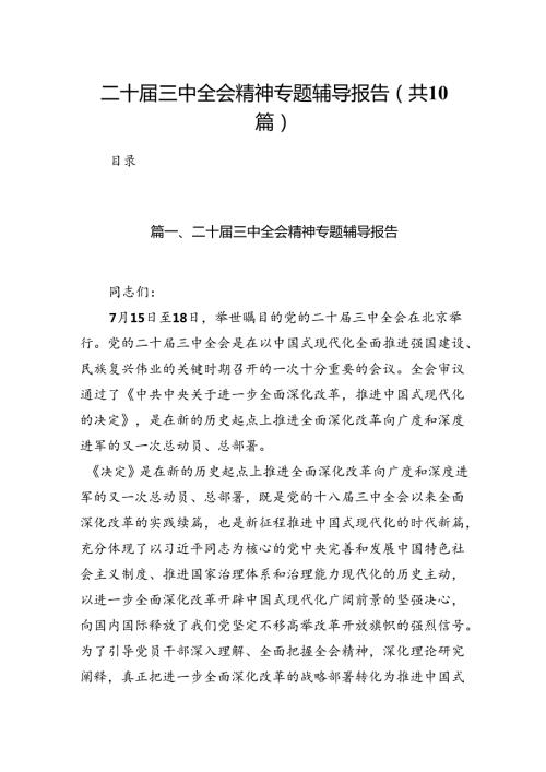 二十三中全会精神专题辅导报告【10篇精选】供参考.docx