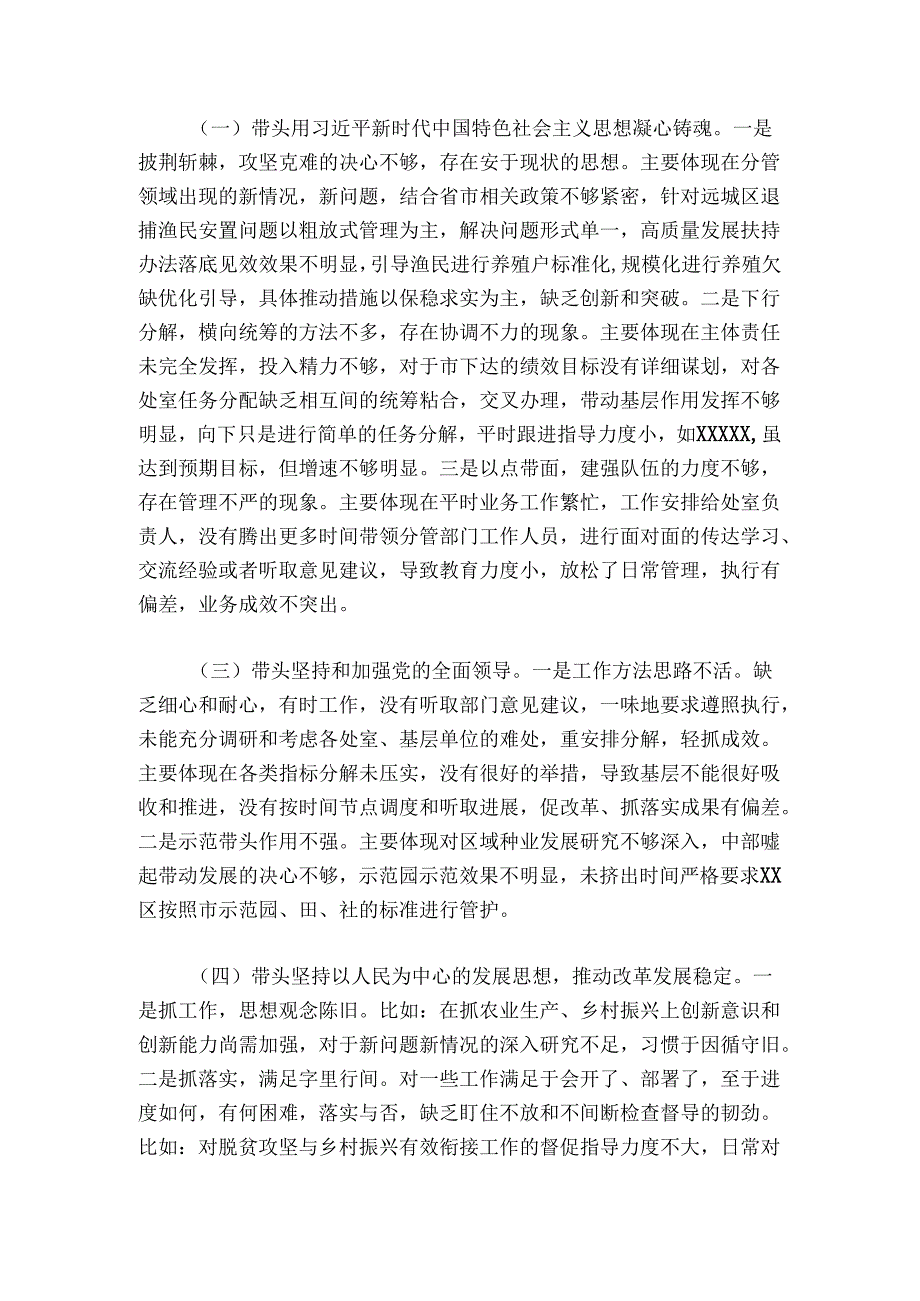 农业农村局副局长20242025民主生活会个人对照发言材料.docx_第2页
