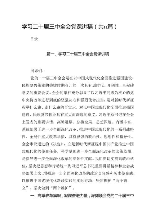 （12篇）学习二十三中全会党课讲稿（最新版）.docx
