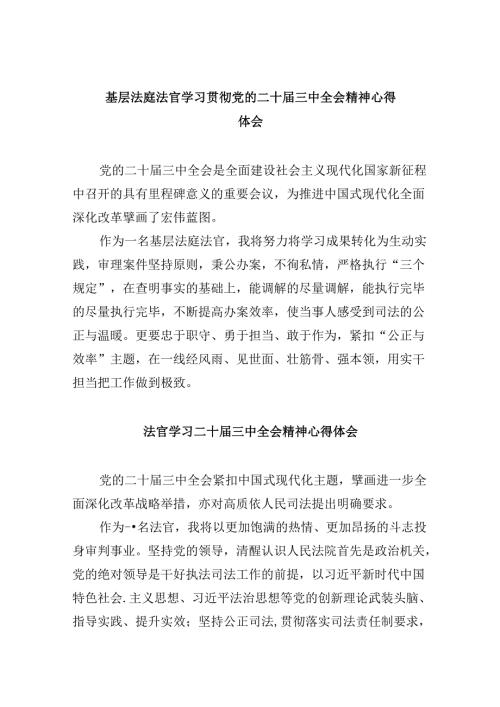 （11篇）基层法庭法官学习贯彻党的二十三中全会精神心得体会（精选）.docx