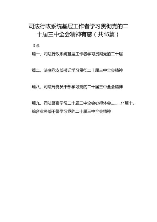 （15篇）司法行政系统基层工作者学习贯彻党的二十三中全会精神有感（详细版）.docx