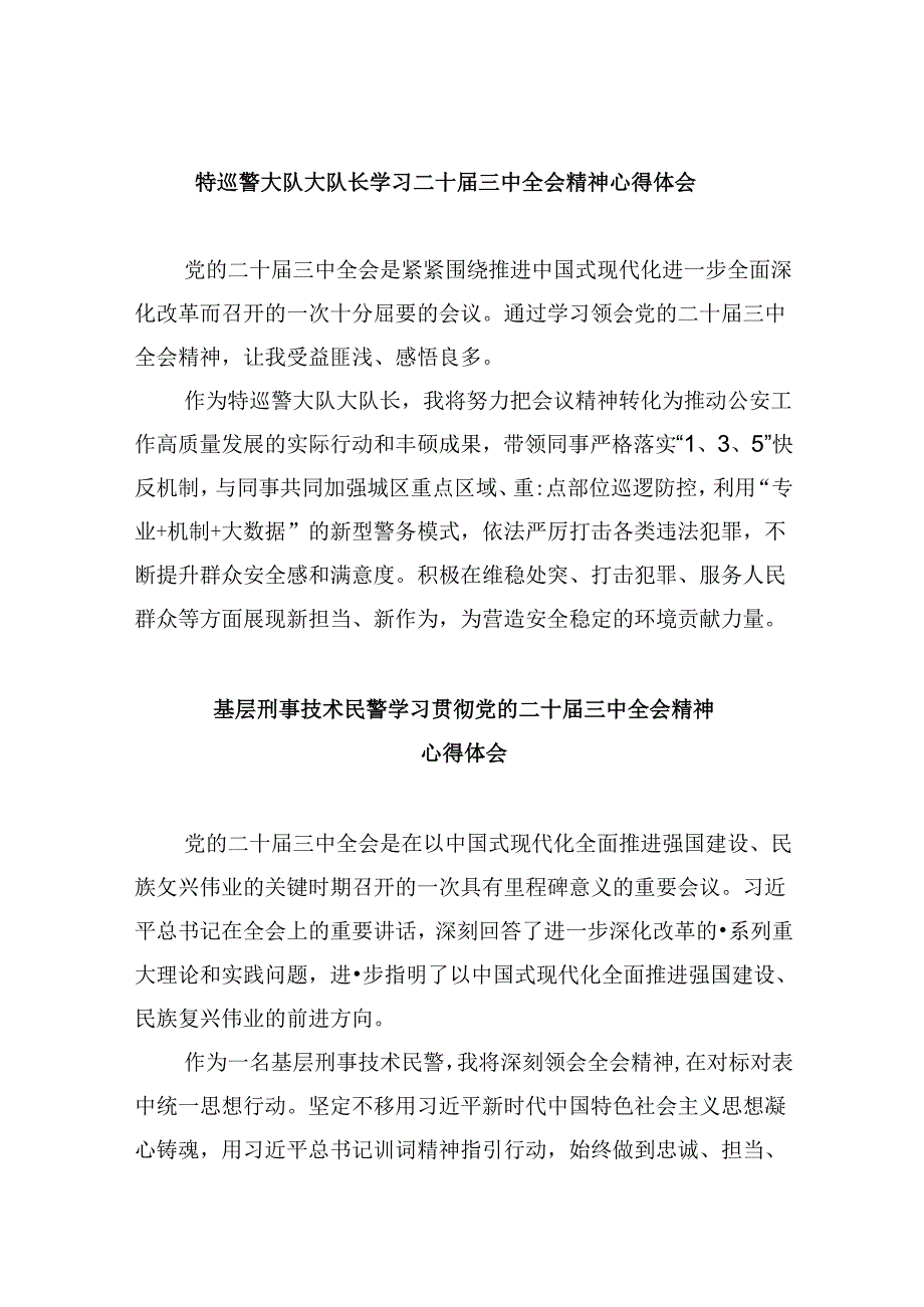 特巡警大队大队长学习二十三中全会精神心得体会8篇（精选）.docx_第1页