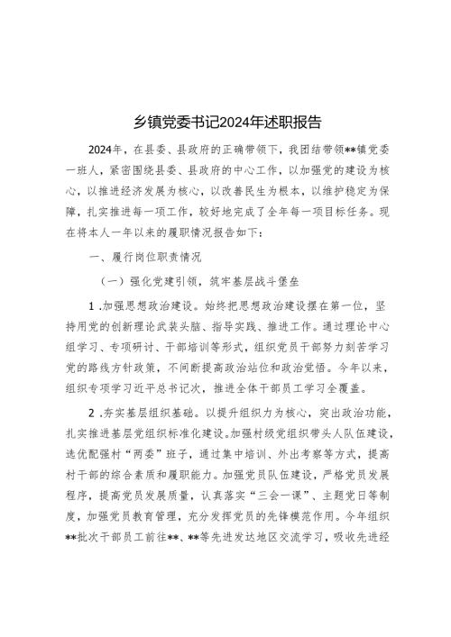 乡镇党委书记2024年述职报告.docx