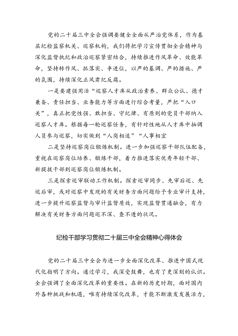 （9篇）基层纪检监察干部学习贯彻党的二十三中全会精神心得体会范文.docx_第3页