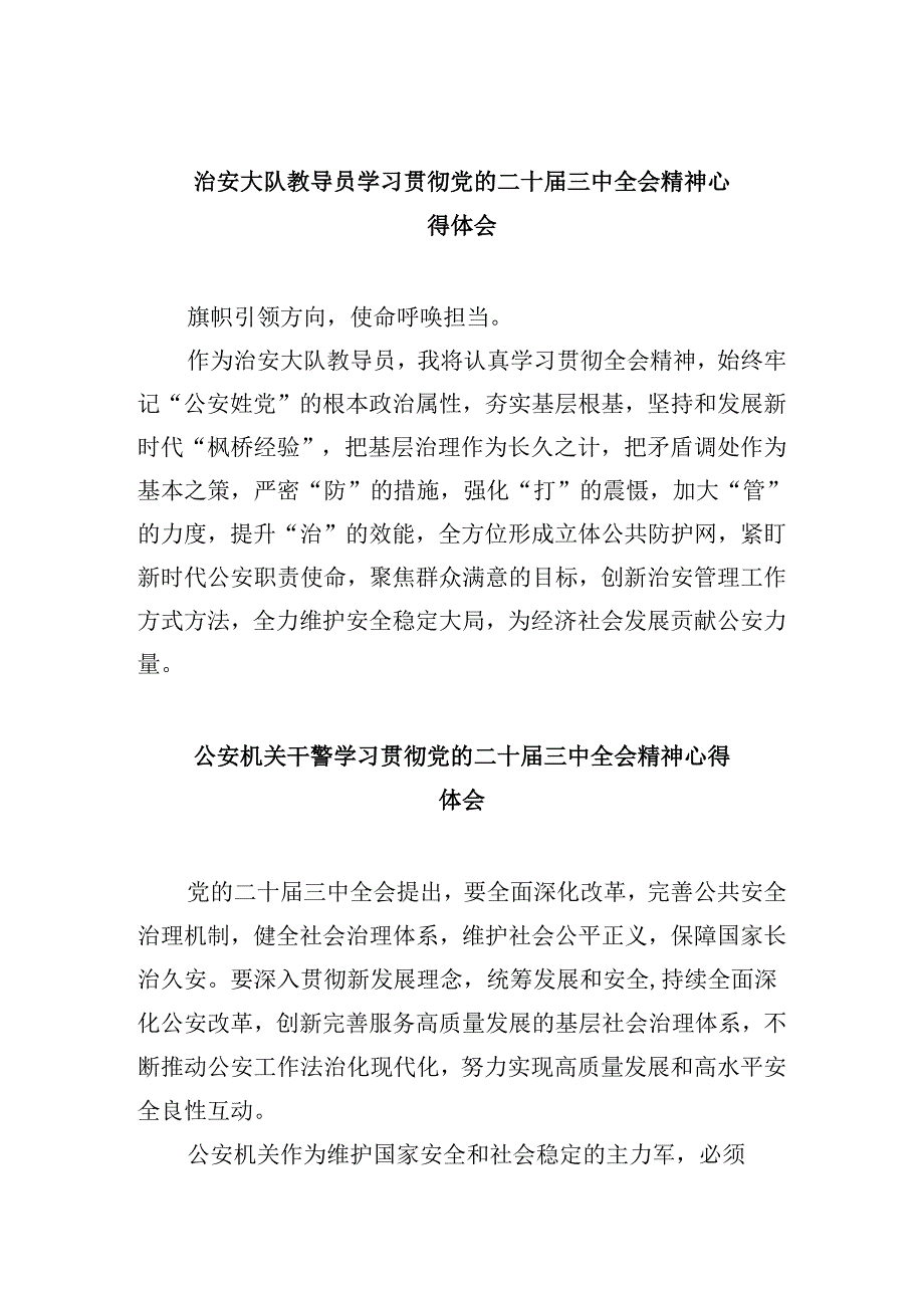 （11篇）治安大队教导员学习贯彻党的二十三中全会精神心得体会（精选）.docx_第1页