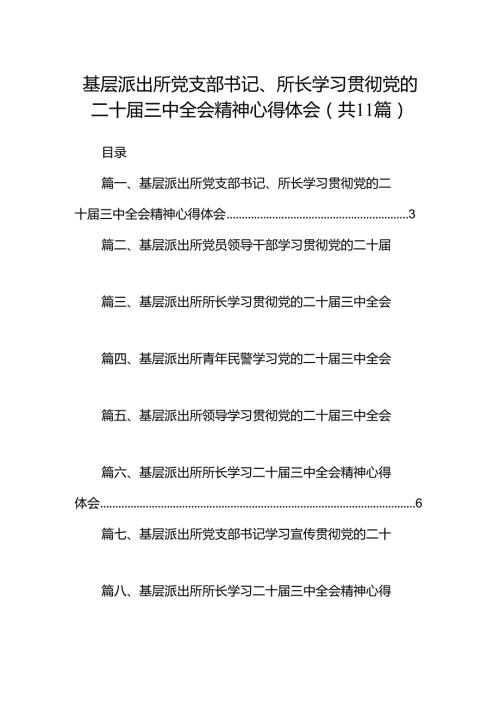 （11篇）基层派出所党支部书记、所长学习贯彻党的二十三中全会精神心得体会（精选）.docx