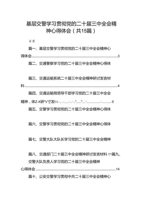 （15篇）基层交警学习贯彻党的二十三中全会精神心得体会范文.docx