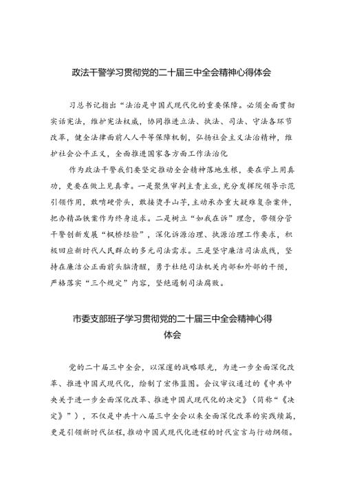 （8篇）政法干警学习贯彻党的二十三中全会精神心得体会范文.docx