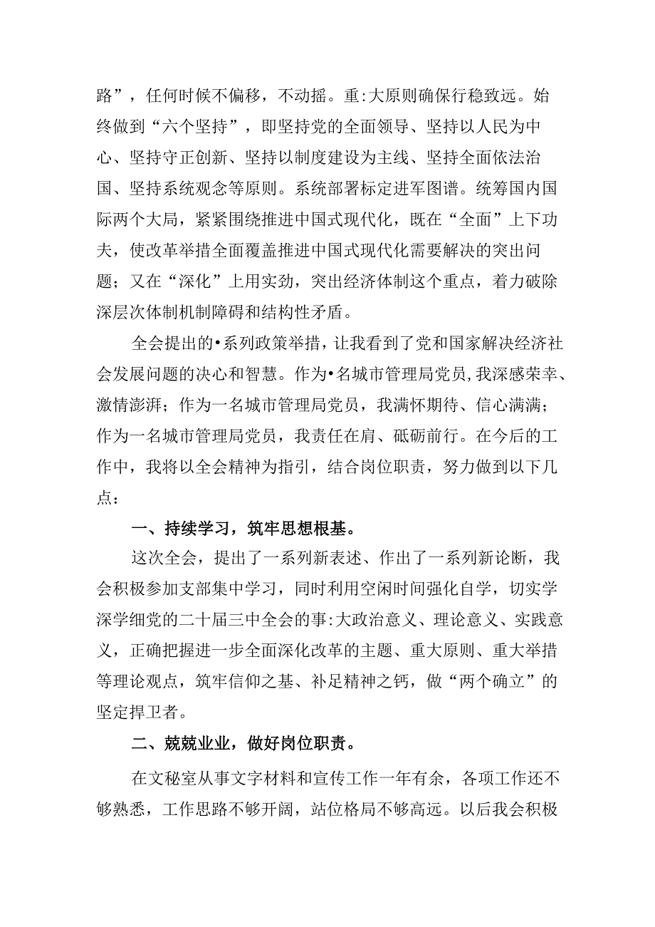 （11篇）综合执法大队青年干部二十三中全会精神集中学习交流研讨发言（精选）.docx_第2页