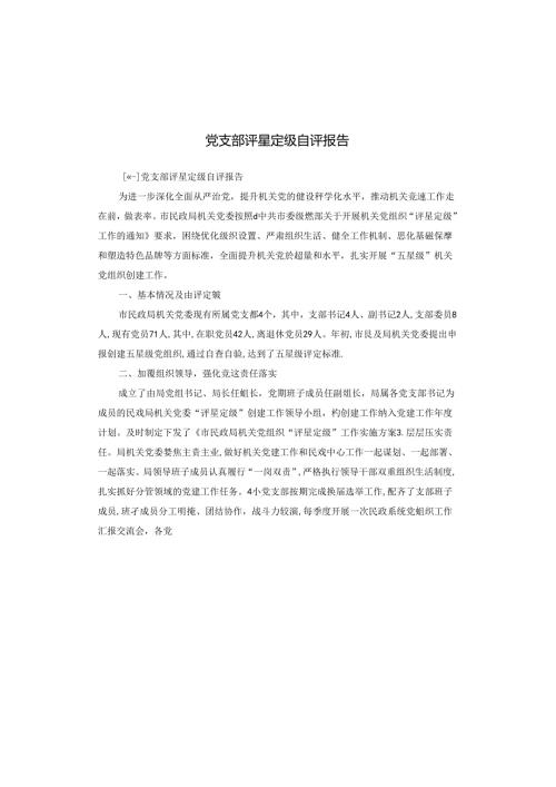 党支部评星定级自评报告.docx