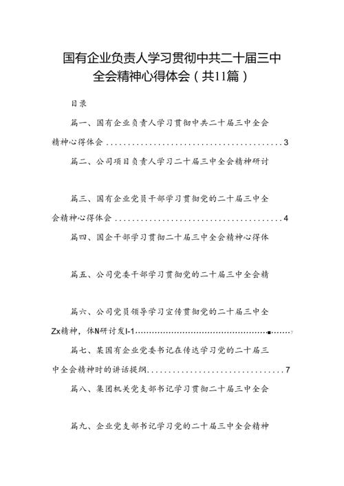 （11篇）国有企业负责人学习贯彻中共二十三中全会精神心得体会范文.docx