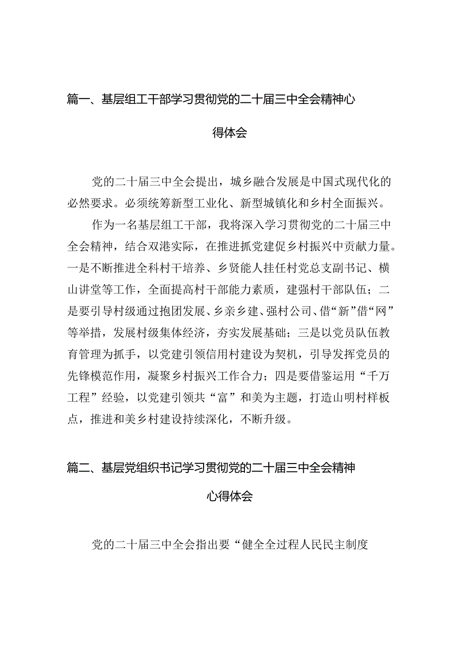 （10篇）基层组工干部学习贯彻党的二十三中全会精神心得体会（详细版）.docx_第2页