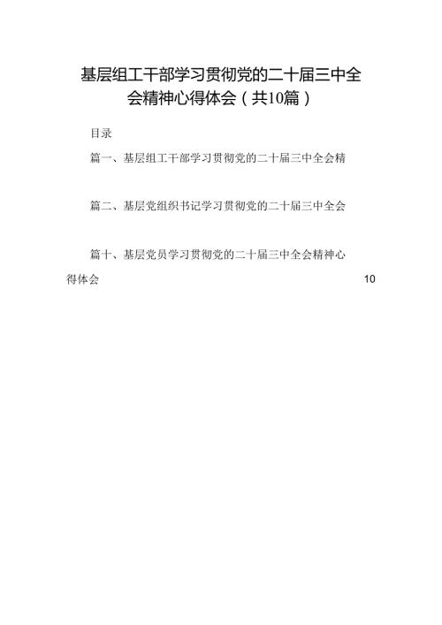 （10篇）基层组工干部学习贯彻党的二十三中全会精神心得体会（详细版）.docx