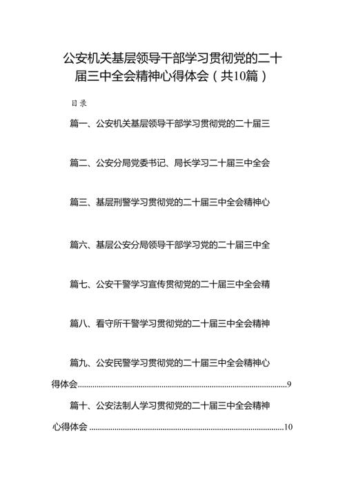 （10篇）公安机关基层领导干部学习贯彻党的二十三中全会精神心得体会范文.docx