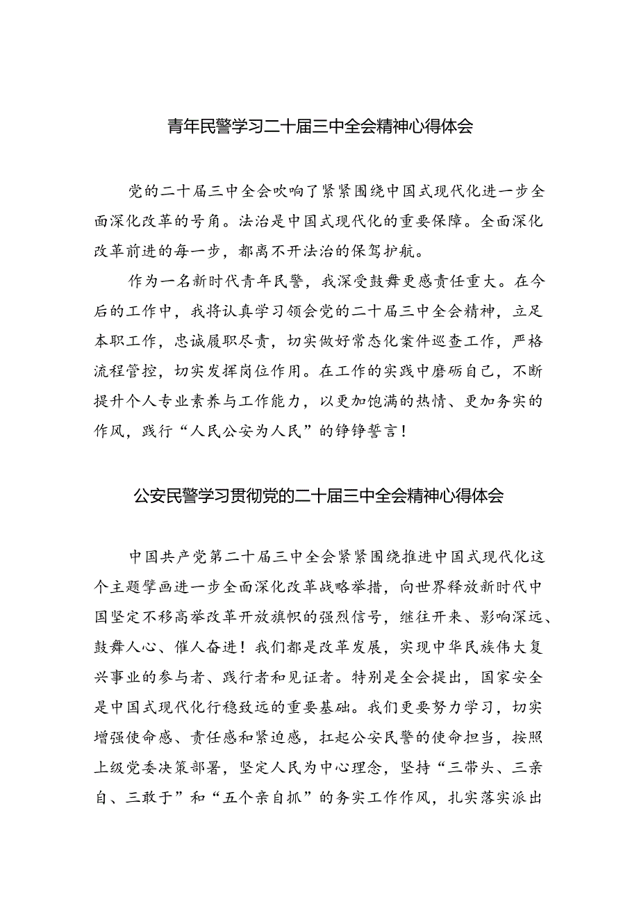 青年民警学习二十三中全会精神心得体会优选8篇.docx_第1页