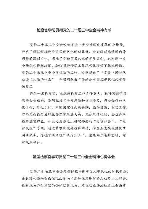 （9篇）检察官学习贯彻党的二十三中全会精神有感范文.docx
