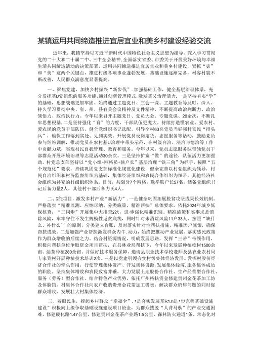 某镇运用共同缔造推进宜居宜业和美乡村建设经验交流.docx