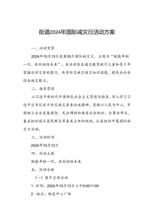 街道组织开展2024年国际减灾日活动方案.docx