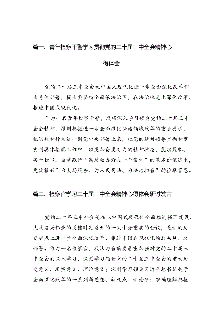 （10篇）青年检察干警学习贯彻党的二十三中全会精神心得体会样本.docx_第2页