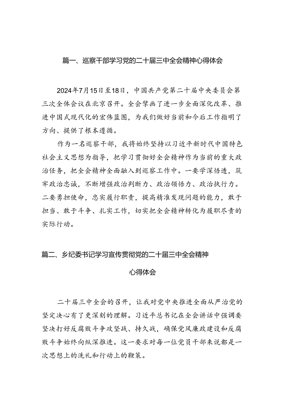 （10篇）巡察干部学习党的二十三中全会精神心得体会汇编.docx_第2页