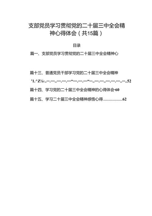 （15篇）支部党员学习贯彻党的二十三中全会精神心得体会（最新版）.docx