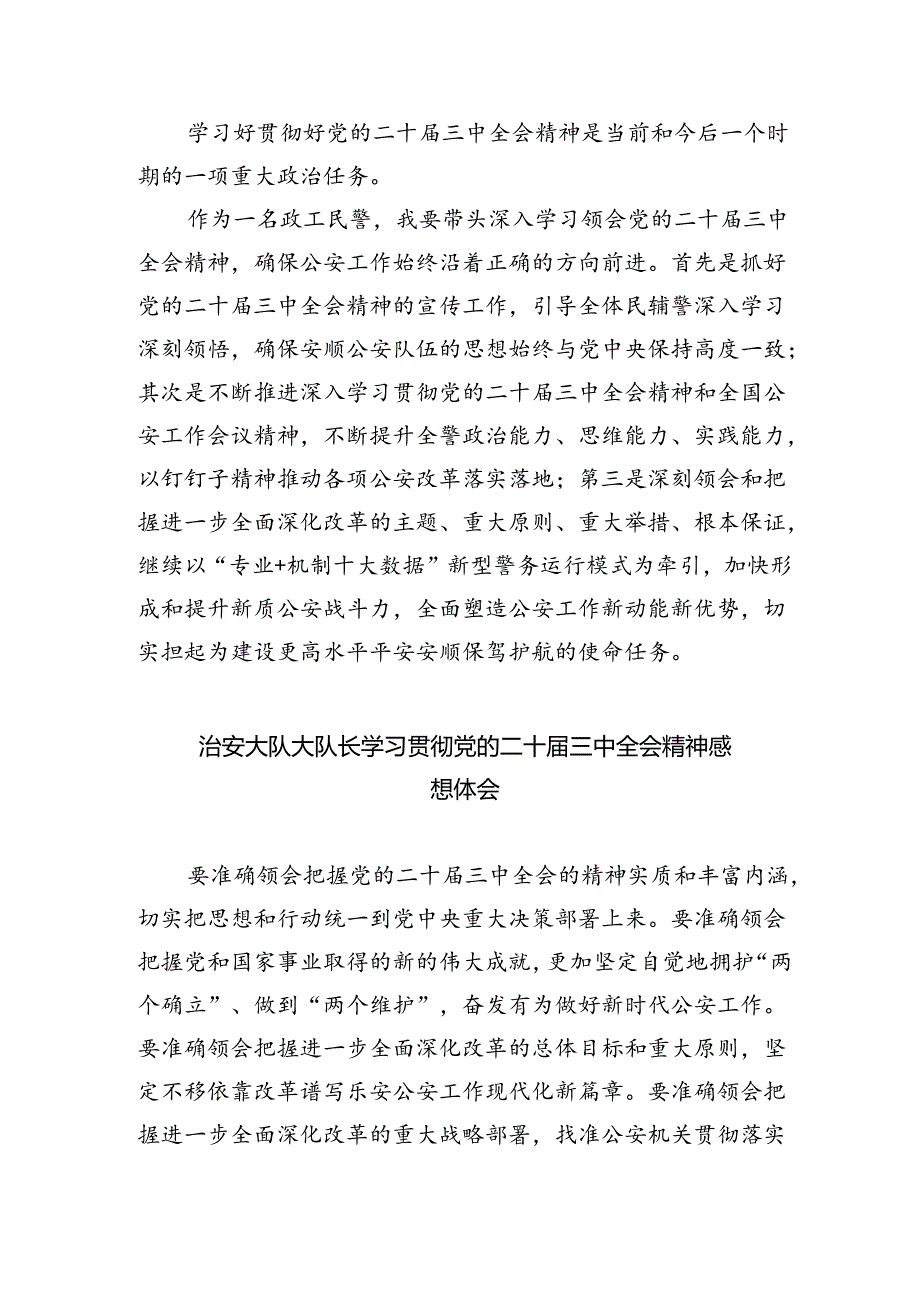 （9篇）治安管理大队大队长学习贯彻党的二十三中全会精神心得体会（详细版）.docx_第3页