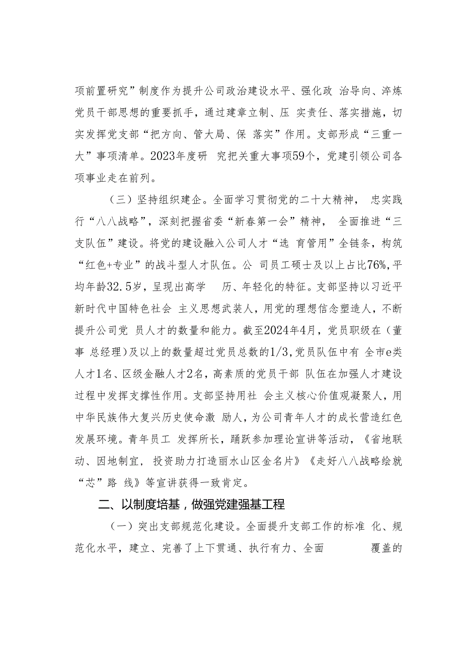某某公司党支部2024落实全面从严治党主体责任情况的报告.docx_第2页