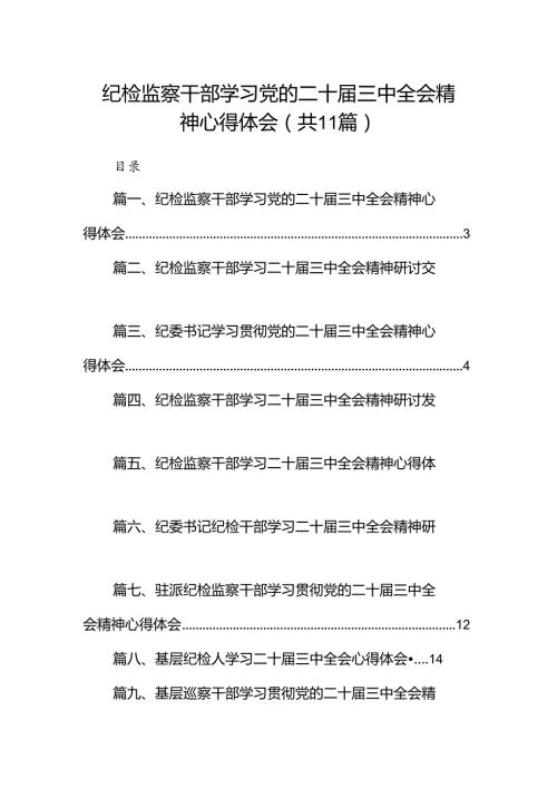 （11篇）纪检监察干部学习党的二十三中全会精神心得体会汇编范本.docx