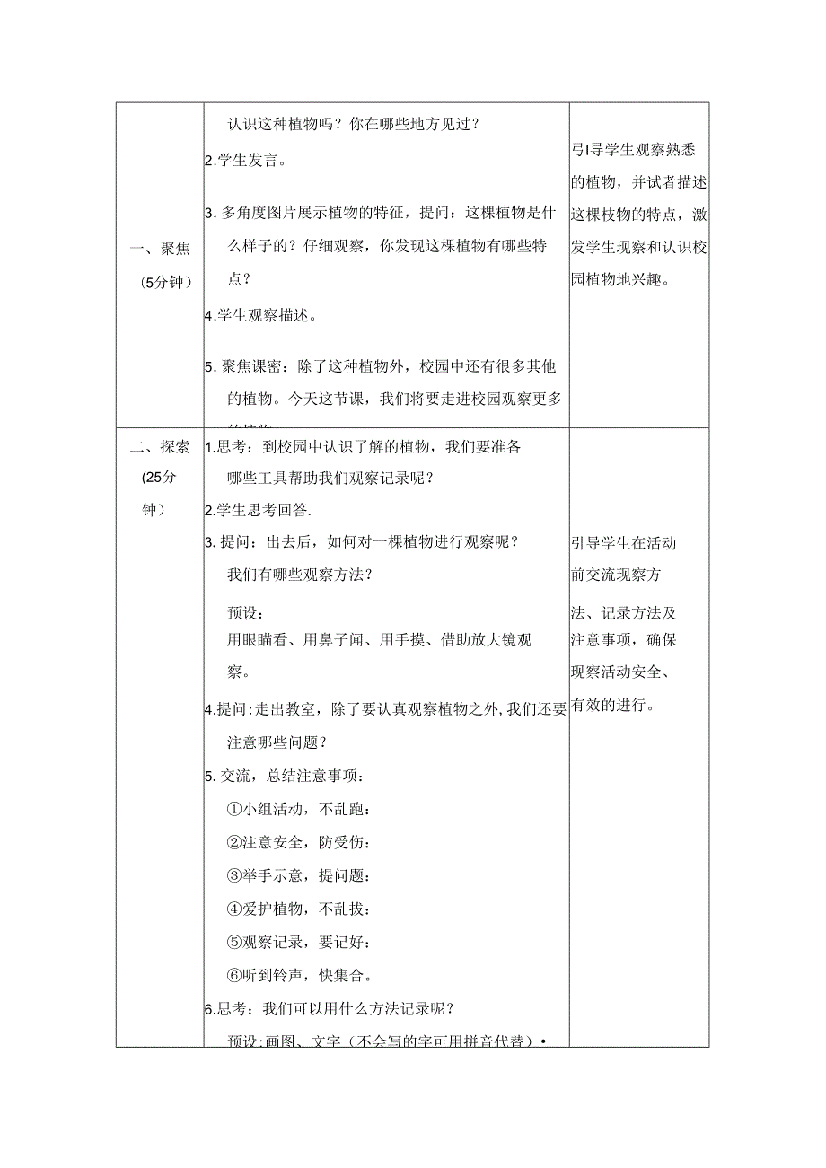 （2024）科教版科学一年级上册《校园里的植物》教案.docx_第2页