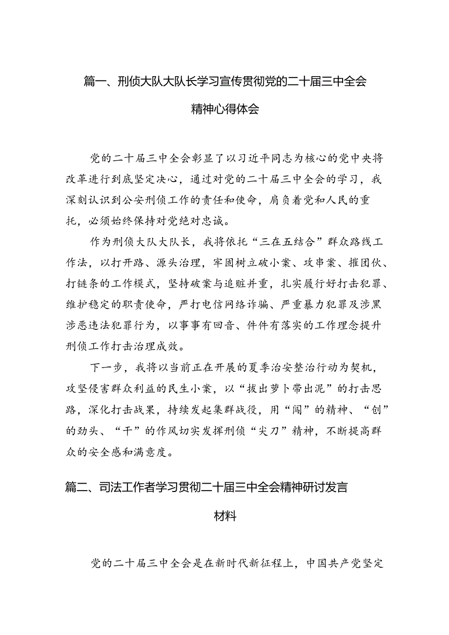 （11篇）刑侦大队大队长学习宣传贯彻党的二十三中全会精神心得体会（详细版）.docx_第2页
