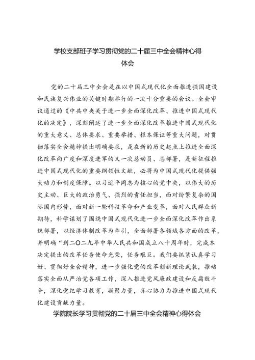 （8篇）学校支部班子学习贯彻党的二十三中全会精神心得体会集合.docx