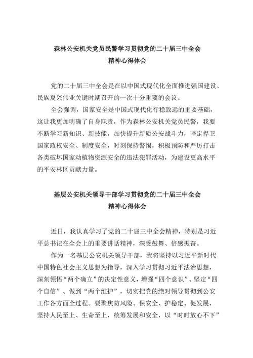 （11篇）森林公安机关党员民警学习贯彻党的二十三中全会精神心得体会范文.docx