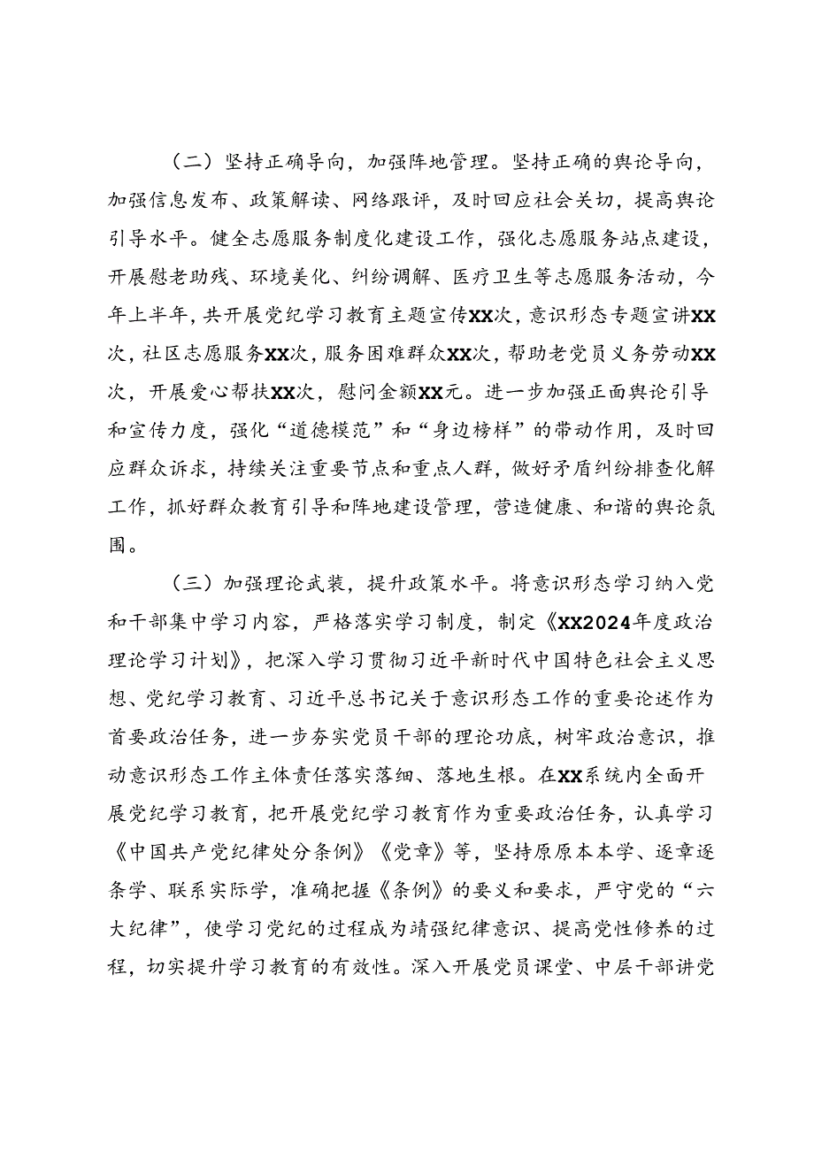 2024年上半年意识形态工作总结报告（在意识形态况分析研判会议上的讲话）.docx_第2页