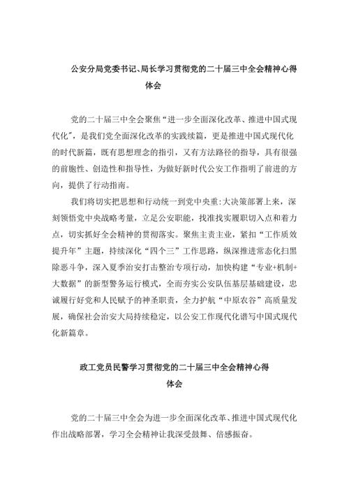 公安分局党委书记、局长学习贯彻党的二十三中全会精神心得体会范文8篇（精选）.docx