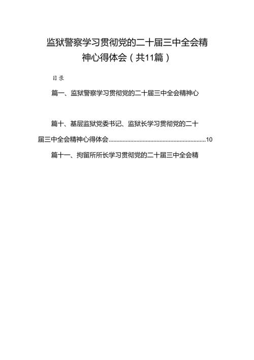 （11篇）监狱警察学习贯彻党的二十三中全会精神心得体会（最新版）.docx
