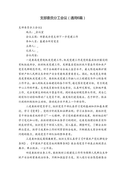 支部委员分工会议(通用6篇).docx