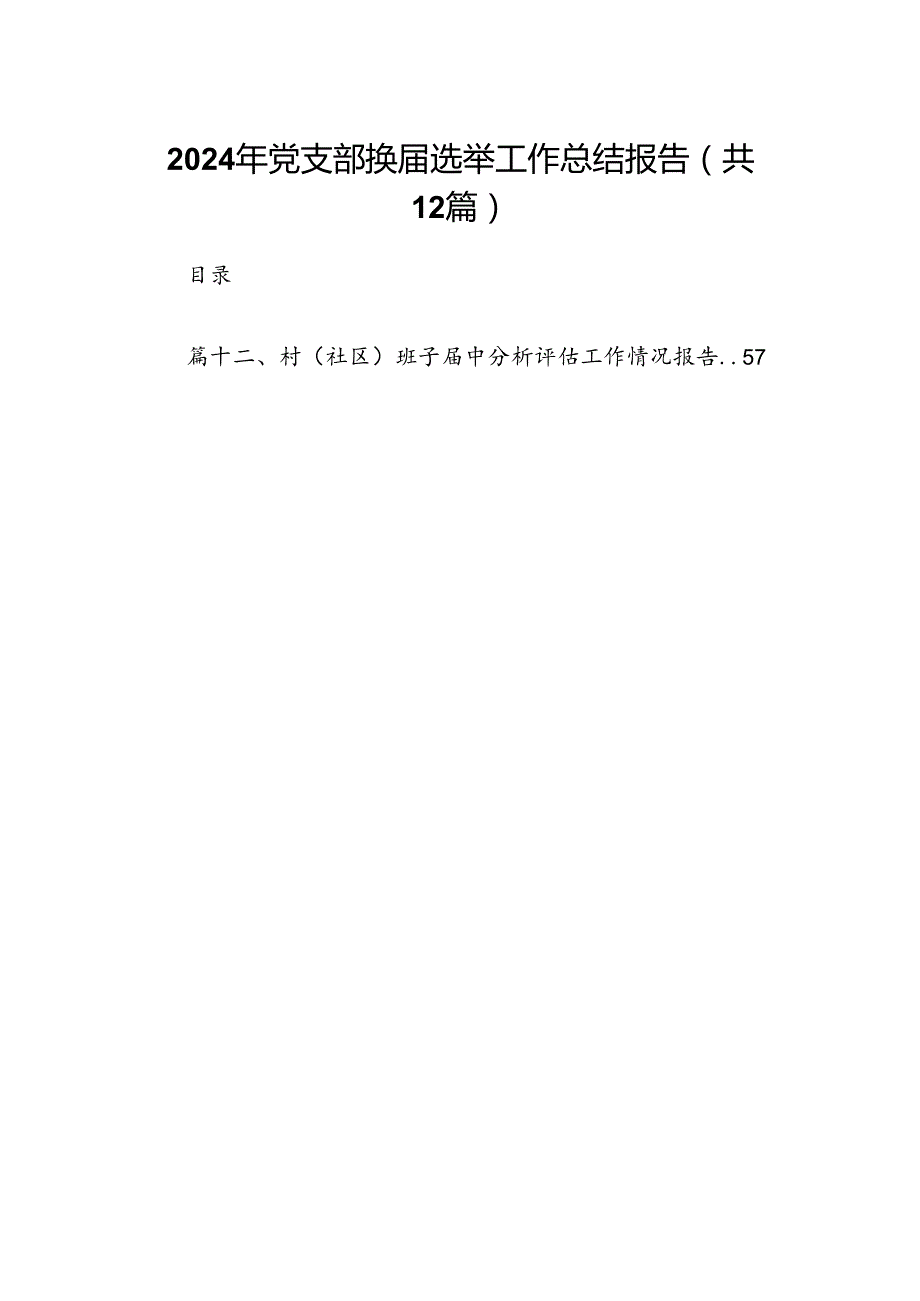 2024年党支部换选举工作总结报告12篇(最新精选).docx_第1页