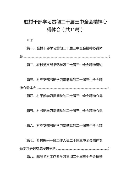 （11篇）驻村干部学习贯彻二十三中全会精神心得体会（精编版）.docx