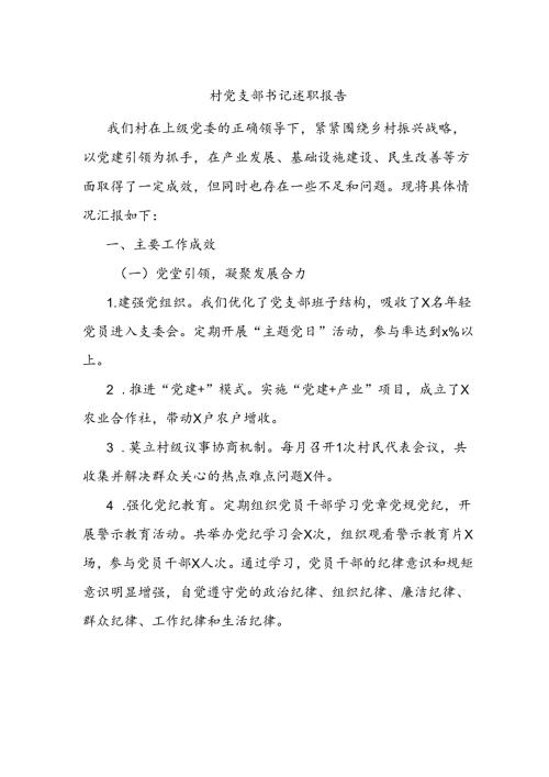 村党支部书记述职报告.docx
