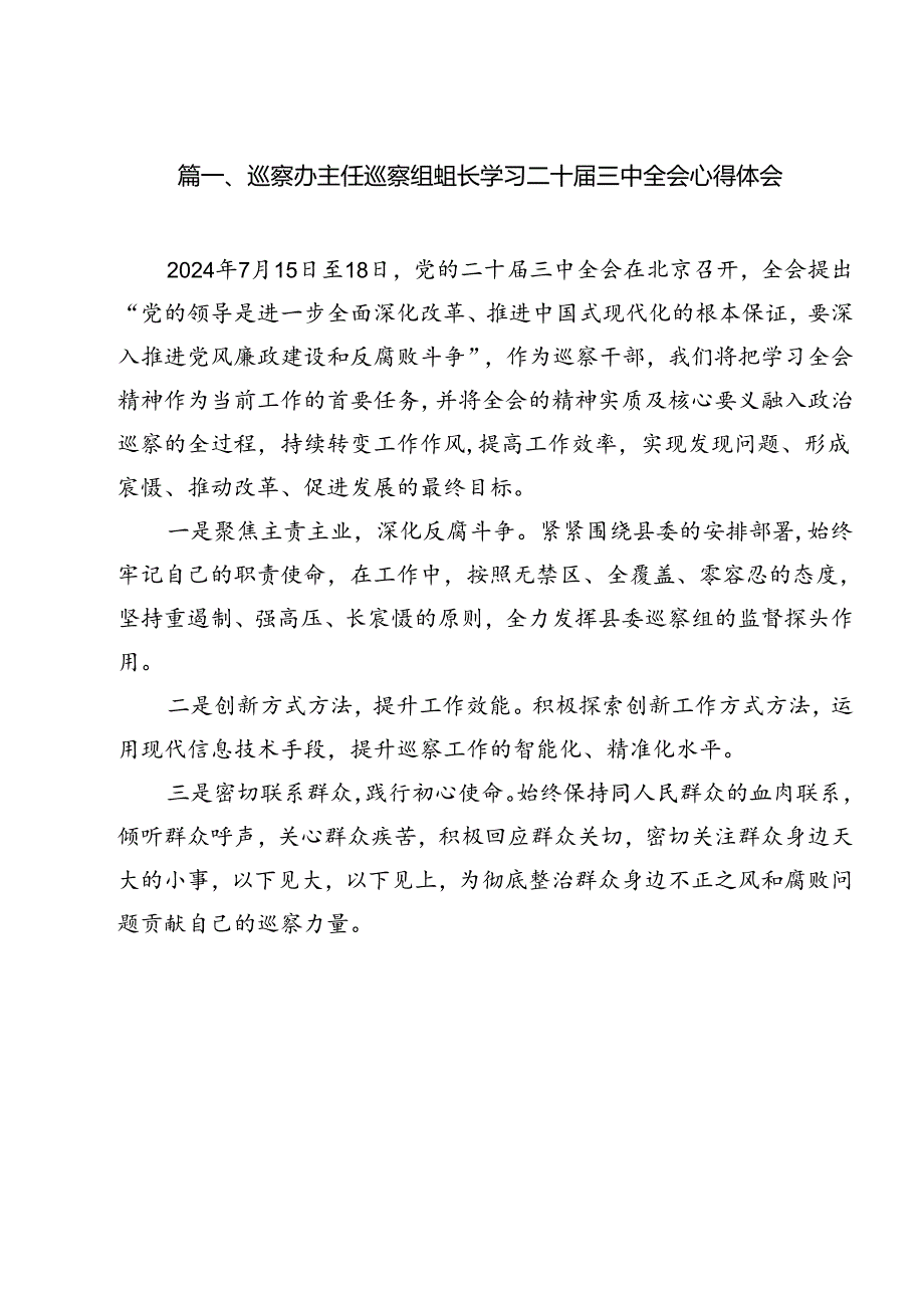 巡察办主任巡察组组长学习二十三中全会心得体会（共12篇）.docx_第2页