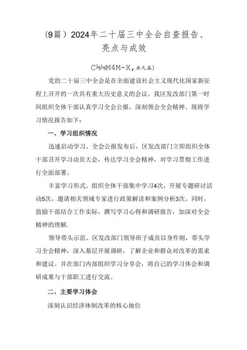 （9篇）2024年二十三中全会自查报告、亮点与成效.docx