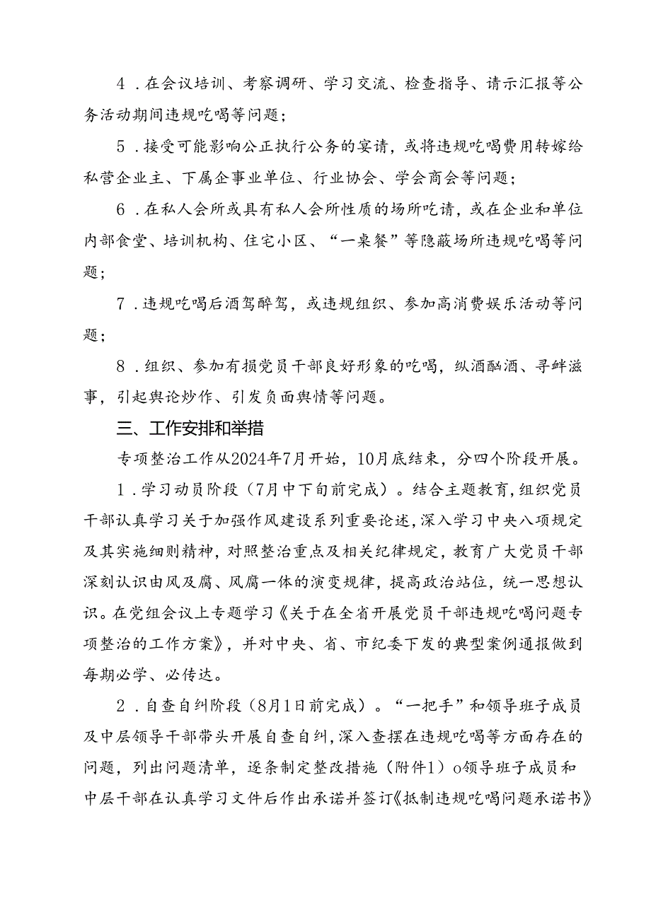 (八篇)2024年关于开展违规吃喝专项整治的工作方案参考范文.docx_第3页