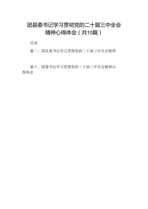（10篇）团县委书记学习贯彻党的二十三中全会精神心得体会范文.docx