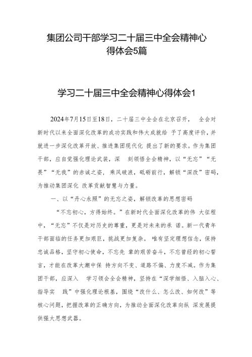 2025集团公司干部学习二十三中全会精神心得体会研讨发言5篇.docx