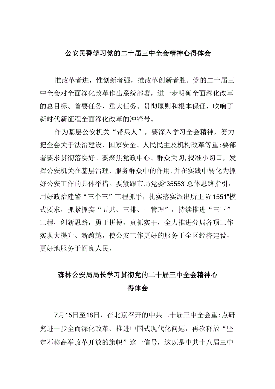 （11篇）公安民警学习党的二十三中全会精神心得体会完整版.docx_第1页