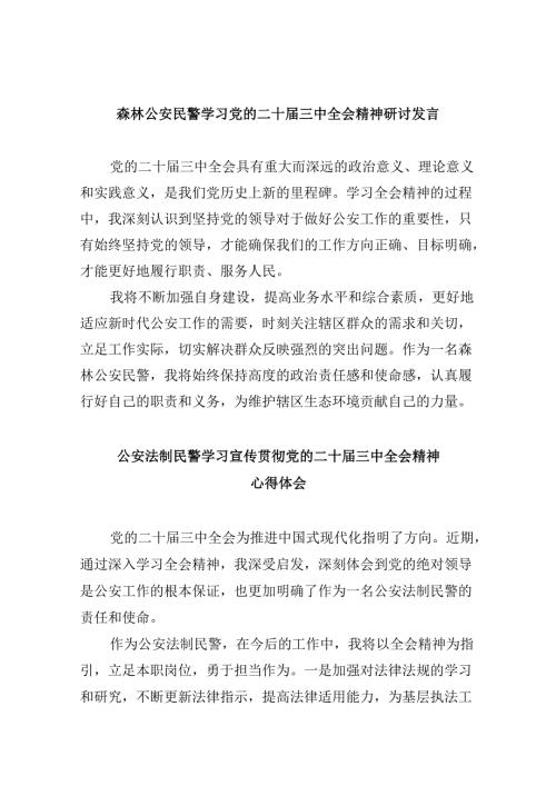 （11篇）森林公安民警学习党的二十三中全会精神研讨发言范文.docx