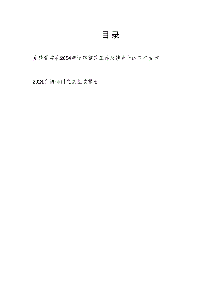 乡镇党委在2024年巡察整改工作反馈会上的表态发言和乡镇巡察整改报告.docx_第1页