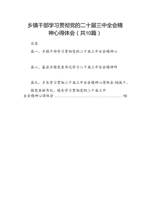 （10篇）乡镇干部学习贯彻党的二十三中全会精神心得体会（精选）.docx