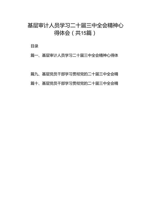 （15篇）基层审计人员学习二十三中全会精神心得体会（精选）.docx