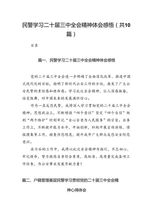 （10篇）民警学习二十三中全会精神体会感悟（精选）.docx